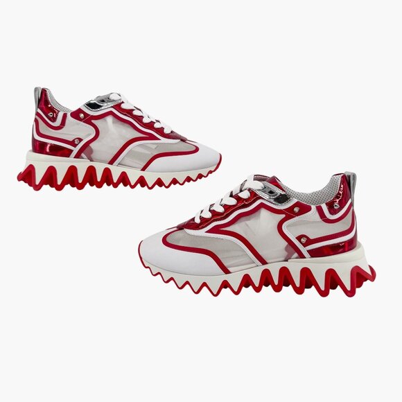 Christian Louboutin Sharkina White Mesh Red Sneakers Size 38.5 US 8.5 Women 6969 - Picture 9 of 15